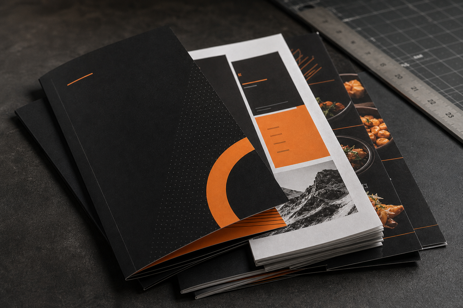 Folders impressos em diferentes formatos